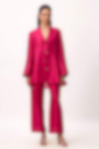 Hot Pink Chanderi Co-Ord Set by Ruchi Marodia at Pernia's Pop Up Shop