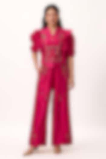 Hot Pink Chanderi Co-Ord Set by Ruchi Marodia at Pernia's Pop Up Shop