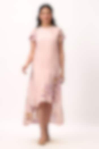 Baby Pink Muslin Silk Digital Printed Summer Dress by Ruchi Marodia at Pernia's Pop Up Shop
