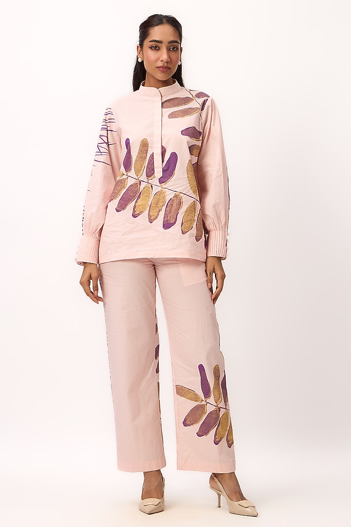 Baby Pink Organic Cotton Poplin Co-Ord Set by Ruchi Marodia at Pernia's Pop Up Shop