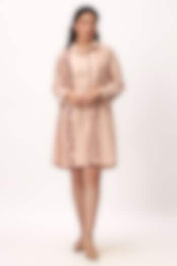 Baby Pink Chanderi Digital Printed Summer Dress by Ruchi Marodia at Pernia's Pop Up Shop