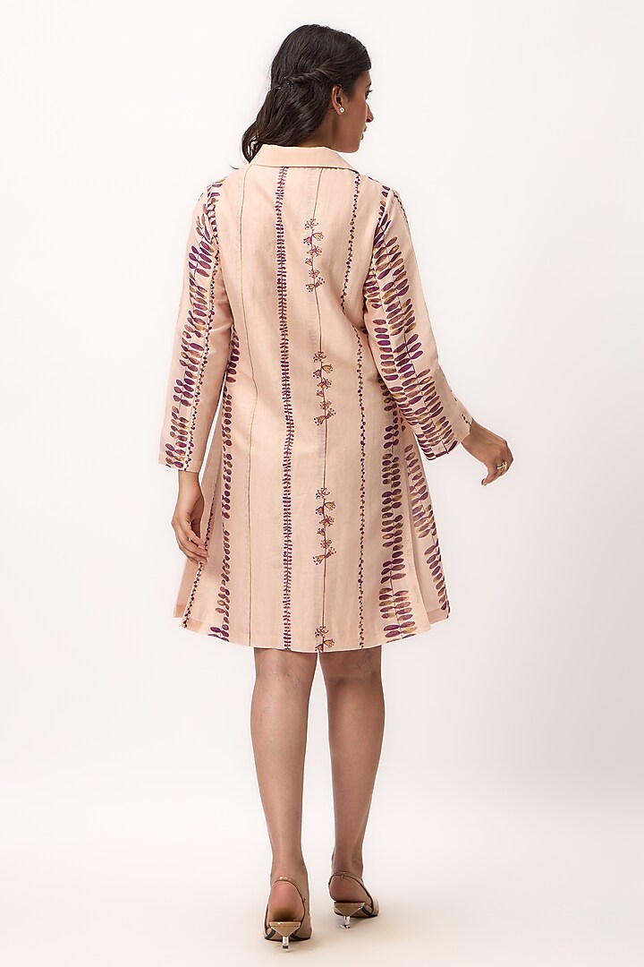 Baby Pink Chanderi Digital Printed Summer Dress by Ruchi Marodia at Pernia's Pop Up Shop