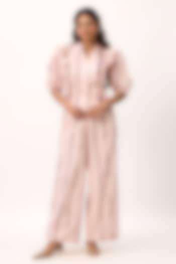 Baby Pink Chanderi Digital Printed Co-Ord Set by Ruchi Marodia at Pernia's Pop Up Shop