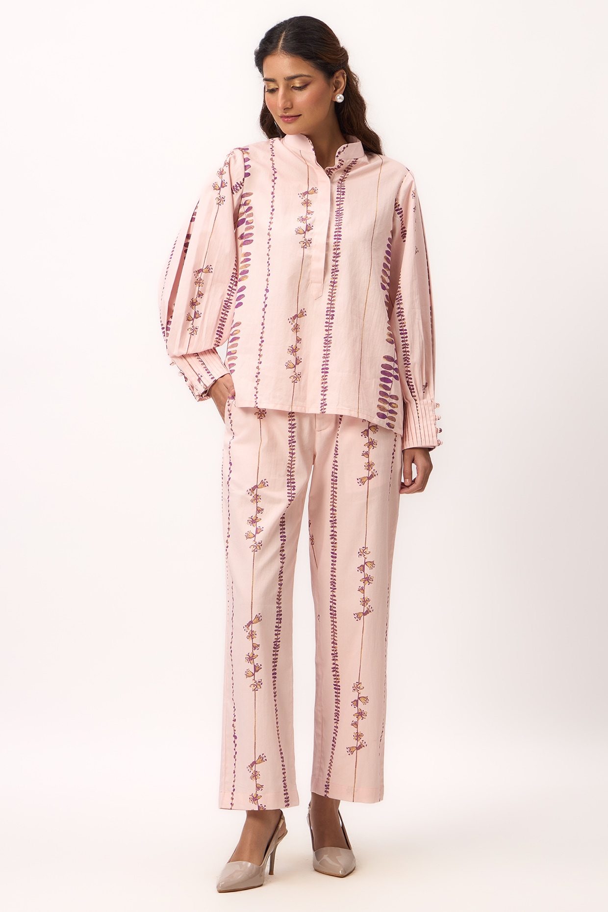 Ruchi Marodia Baby Pink Chanderi Digital Printed Co-Ord Set