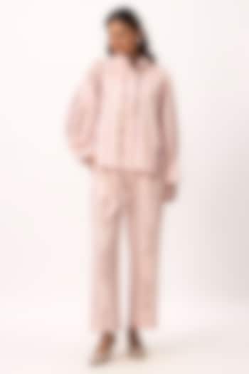 Baby Pink Chanderi Digital Printed Co-Ord Set by Ruchi Marodia at Pernia's Pop Up Shop