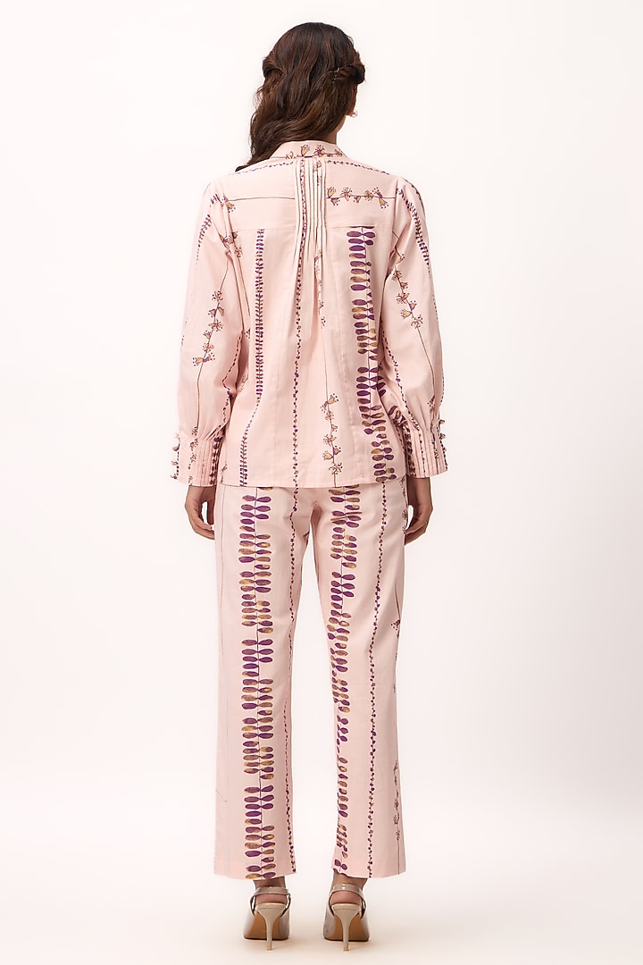 Baby Pink Chanderi Digital Printed Co-Ord Set by Ruchi Marodia at Pernia's Pop Up Shop