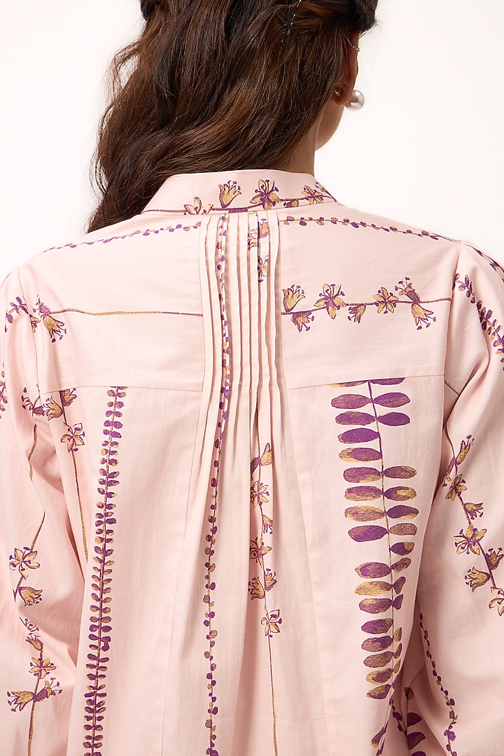 Baby Pink Chanderi Digital Printed Co-Ord Set by Ruchi Marodia at Pernia's Pop Up Shop