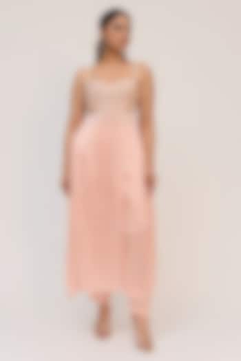 Blush Pink Bamboo Cotton Embroidered Tunic Set by Ruchi Marodia at Pernia's Pop Up Shop