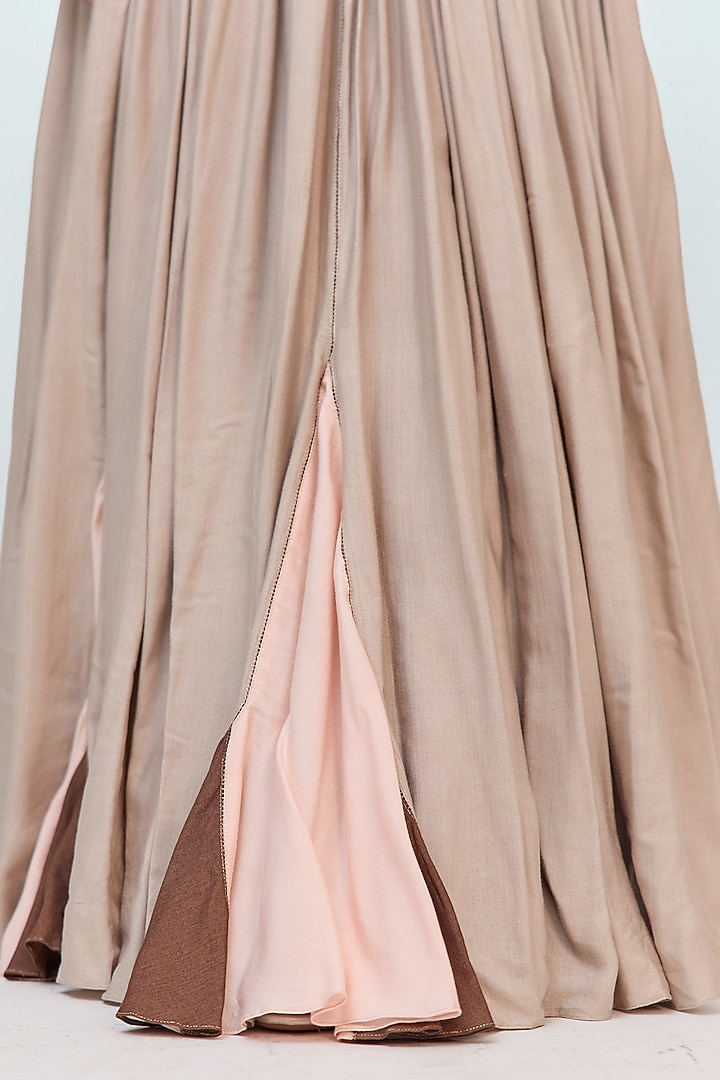 Grey Bamboo Cotton Embroidered Wedding Lehenga Set by Ruchi Marodia at Pernia's Pop Up Shop