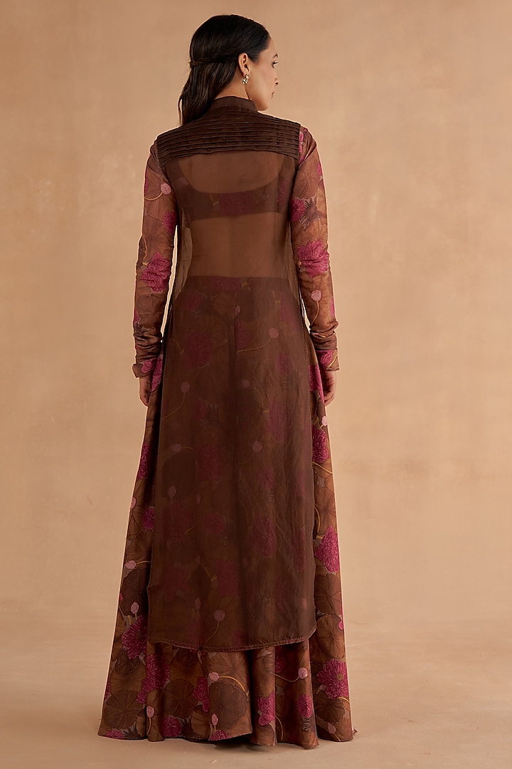 Walnut Brown Chanderi Silk Zardosi Embroidered Kurta Set by Ruchi Marodia at Pernia's Pop Up Shop