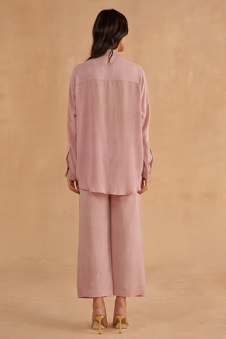 Lilac Crepe Silk Embroidered Co-Ord Set by Ruchi Marodia at Pernia's Pop Up Shop