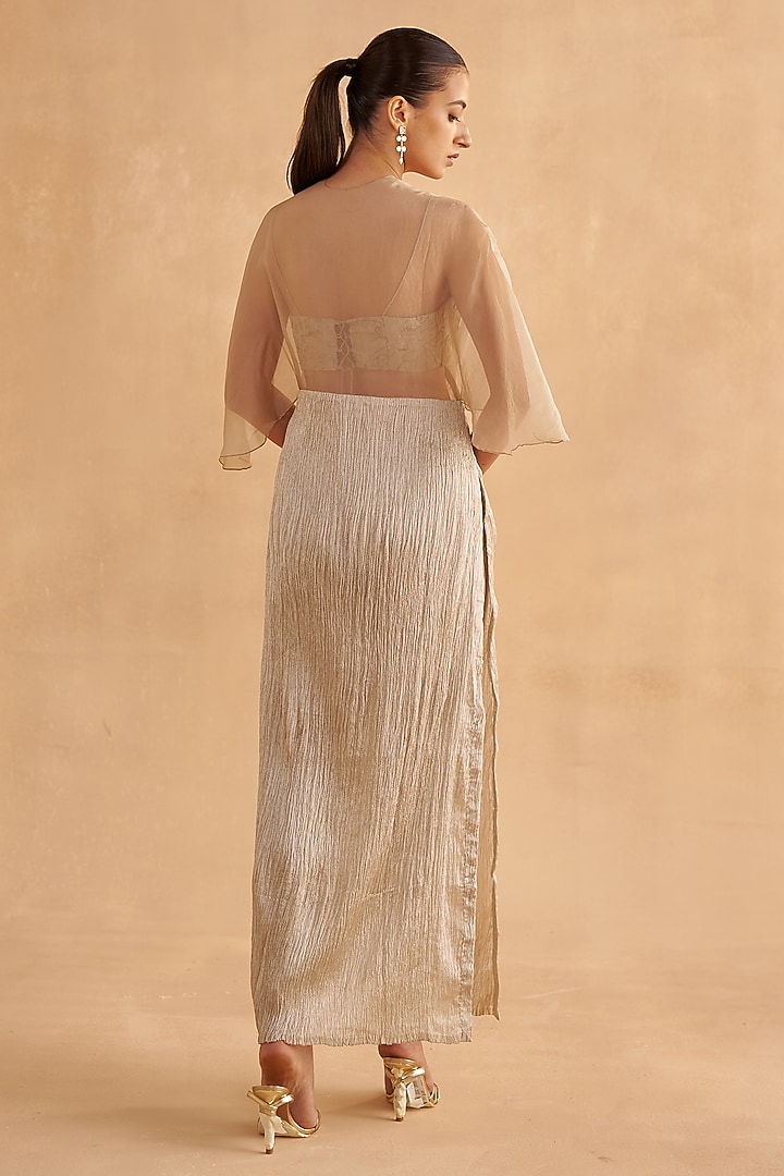 Warm Grey Crushed Silk Pant Set by Ruchi Marodia at Pernia's Pop Up Shop