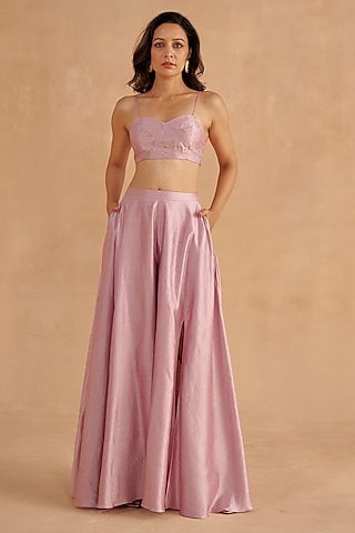 Soft Lilac Fine Silk Sharara Set by Ruchi Marodia