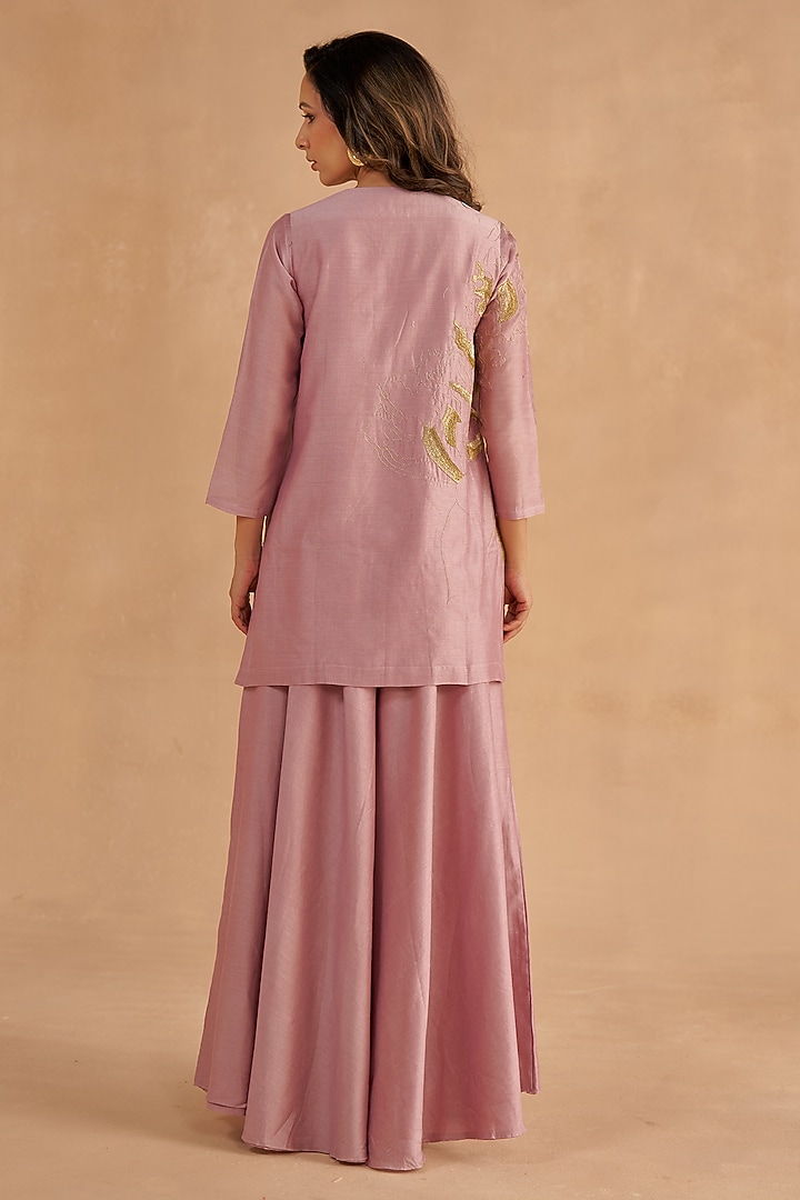 Lilac Chanderi Silk Sharara Set by Ruchi Marodia at Pernia's Pop Up Shop