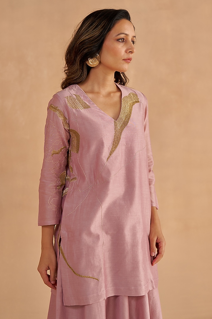 Lilac Chanderi Silk Sharara Set by Ruchi Marodia at Pernia's Pop Up Shop