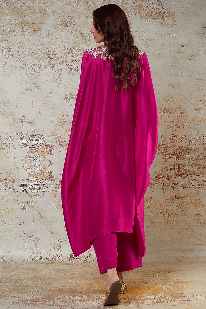 Fuchsia Silk Zardosi Embroidered Kurta Set by Mrunalini Rao at Pernia's Pop Up Shop