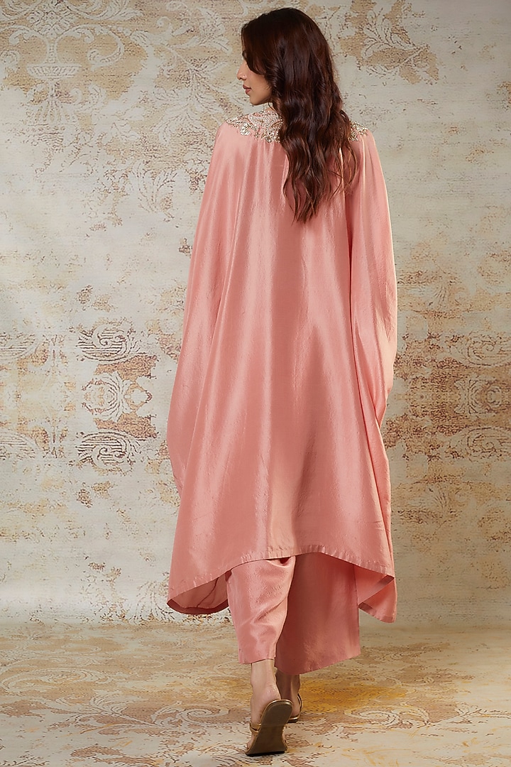 Peach Silk Zardosi Embroidered Kurta Set by Mrunalini Rao at Pernia's Pop Up Shop