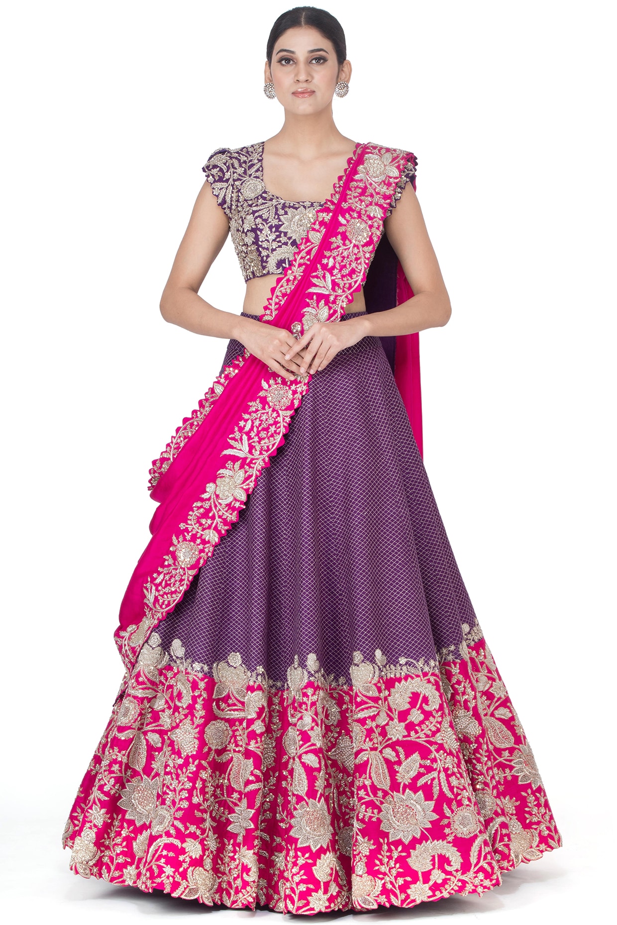Queen Pink Designer Lehenga Set – Zari Banaras