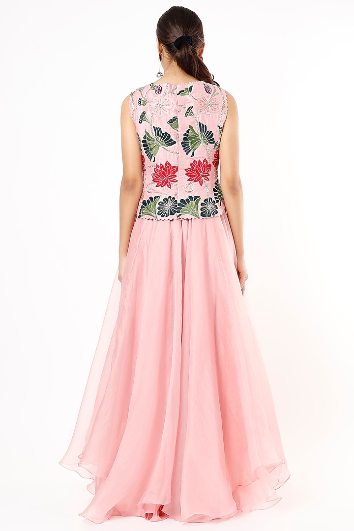 Blush Pink Raw Silk Party Wear Dress by Mrunalini Rao at Pernia's Pop Up Shop