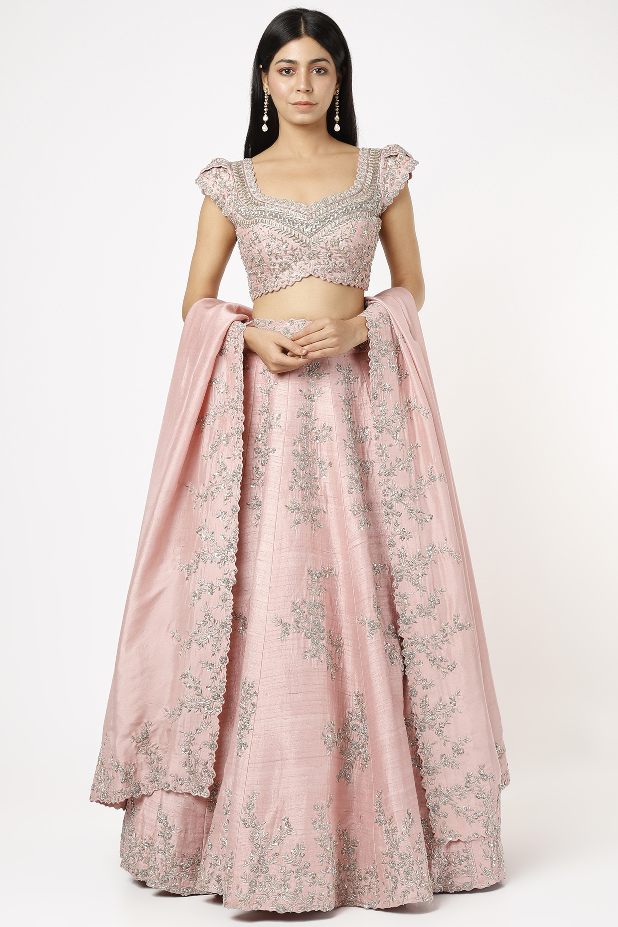 Pink Embroidered Bridal Lehenga Set by Mrunalini Rao at Pernia's Pop Up Shop