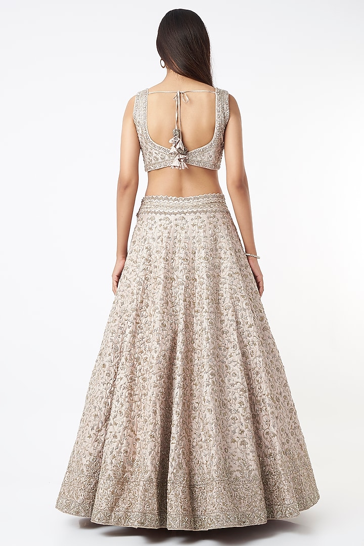 Nude Embroidered Bridal Lehenga Set by Mrunalini Rao at Pernia's Pop Up Shop