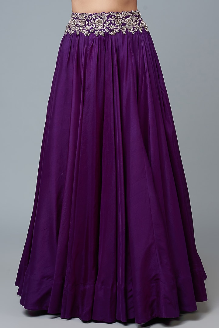 Purple Silk & Organza Embroidered Cape Set by Mrunalini Rao at Pernia's Pop Up Shop