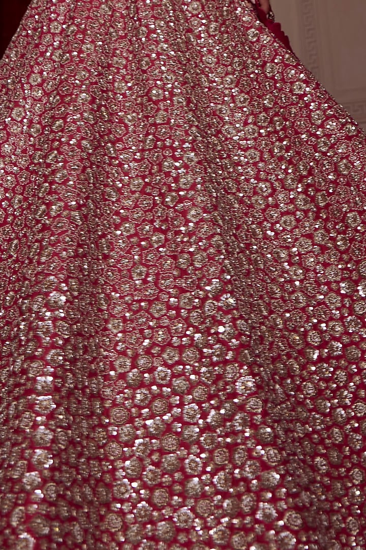 Pink Raw Silk & Organza Zardosi Embroidered Bridal Lehenga Set by Mrunalini Rao at Pernia's Pop Up Shop