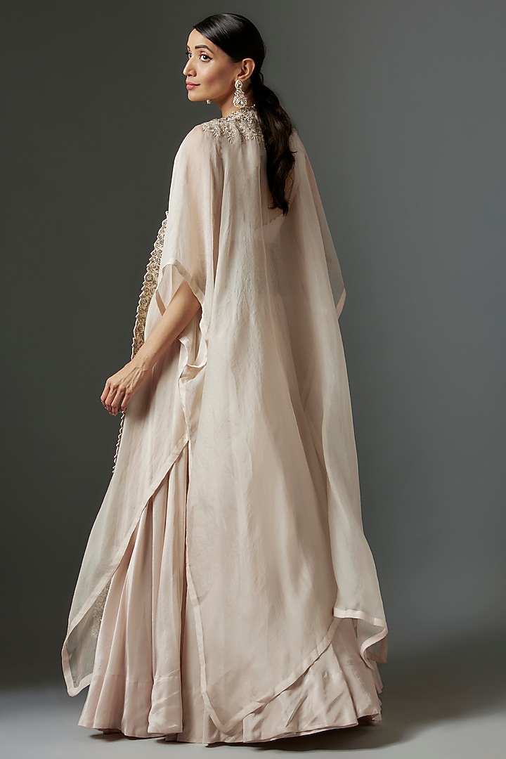Ivory Dupion Silk Embroidered Jacket Wedding Lehenga Set by Mrunalini Rao at Pernia's Pop Up Shop