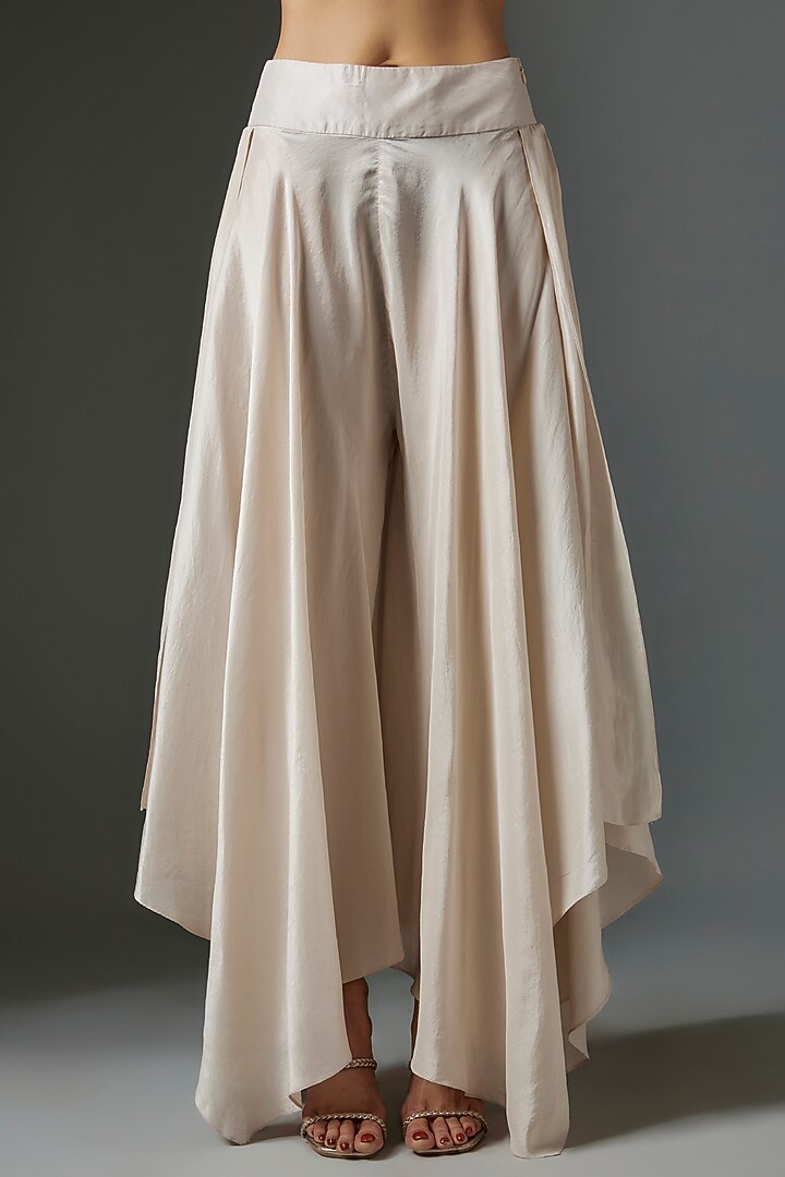 Ivory Pure Silk Hand Embroidered One-Shoulder Kaftan Set by Mrunalini Rao at Pernia's Pop Up Shop
