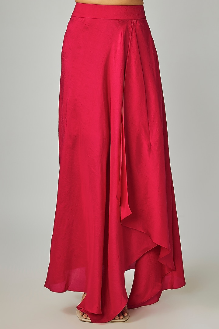 Red Silk Skirt Set by Mrunalini Rao at Pernia's Pop Up Shop