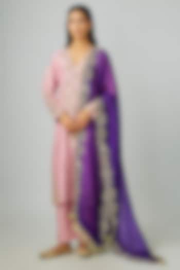 Pastel Green Silk Zardosi & Pearl Embroidered Kurta Set by Mrunalini Rao at Pernia's Pop Up Shop