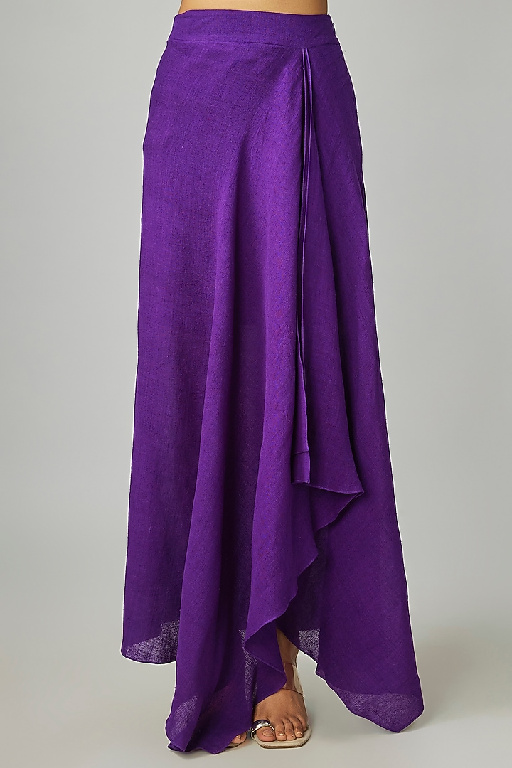 Purple Raw Silk & Matka Silk Skirt Set by Mrunalini Rao at Pernia's Pop Up Shop