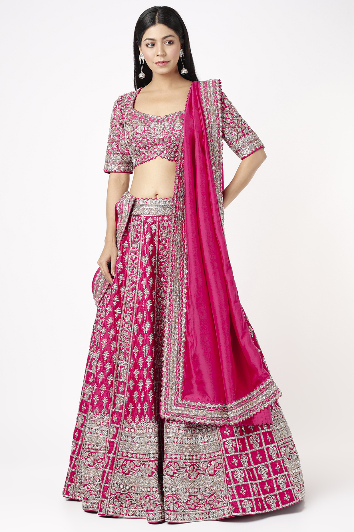 Pink Zardosi Embroidered Bridal Lehenga Set by Mrunalini Rao at Pernia's Pop Up Shop