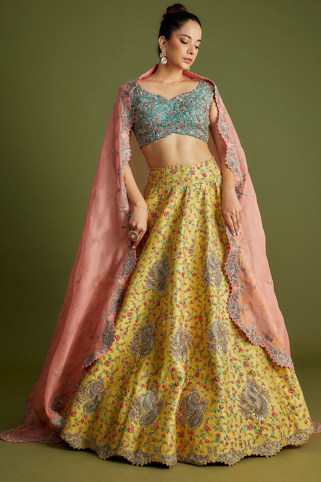 Buy Agni Teal Lehenga Set in Raw Silk by SAUNDH at Ogaan Market Online  Shopping Site