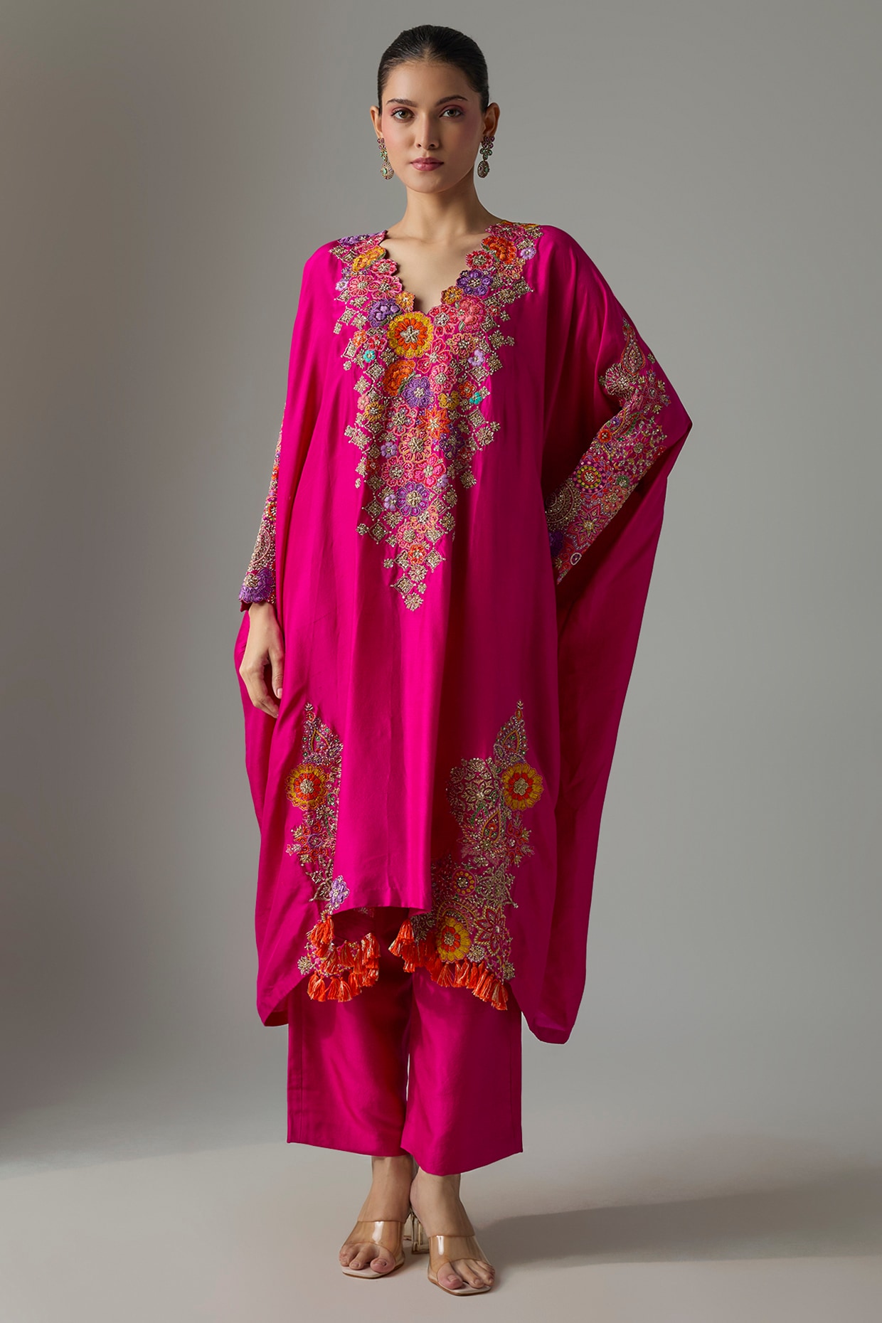 Mrunalini Rao Fuchsia Pink Silk Resham & Zardosi Embroidered Kurta Set