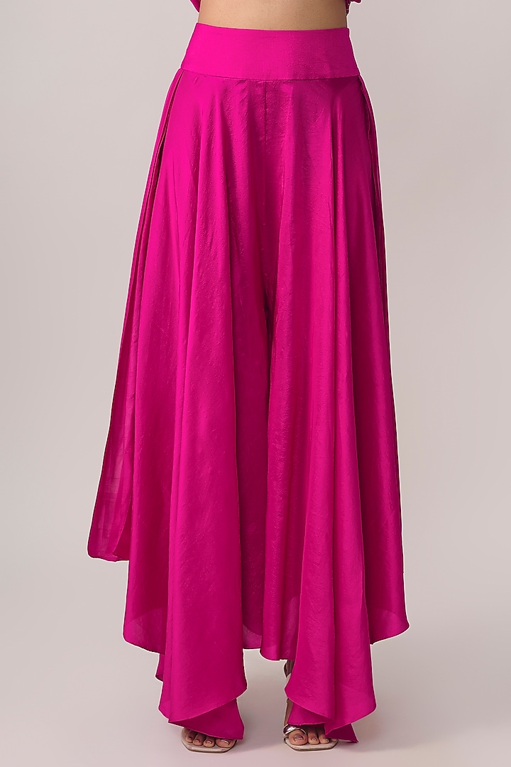 Fuschia Pink Silk Floral Embroidered Kaftan Set by Mrunalini Rao at Pernia's Pop Up Shop