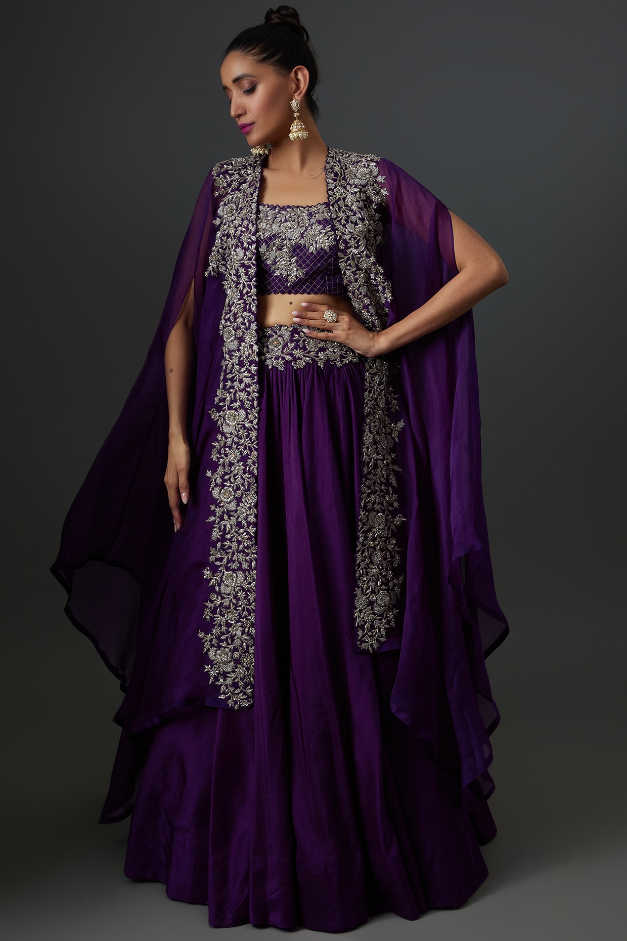 Purple Organza Embroidered skirt Set by Mrunalini Rao at Pernia s Pop Up Shop 2024