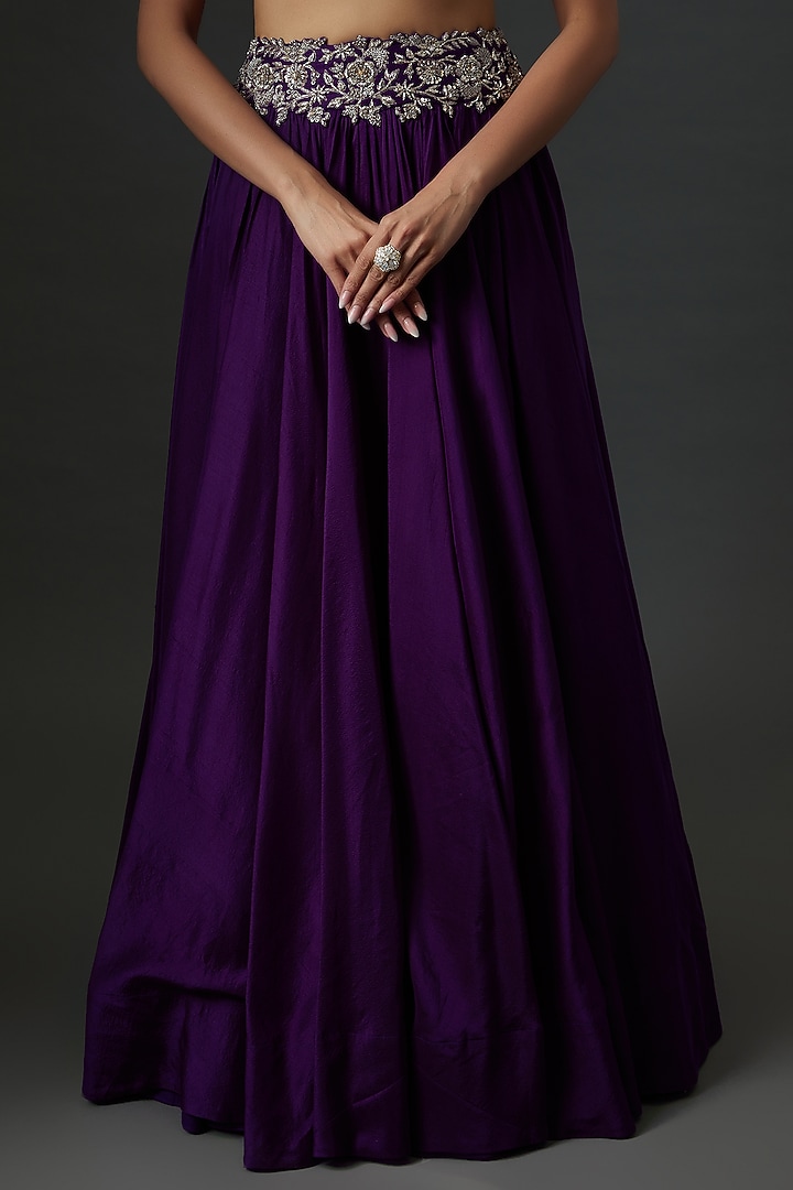 Purple Organza Embroidered skirt Set by Mrunalini Rao at Pernia's Pop Up Shop
