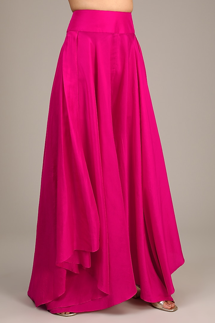 Hot Pink Pure Silk Resham & Pearl Embroidered Kurta Set by Mrunalini Rao at Pernia's Pop Up Shop