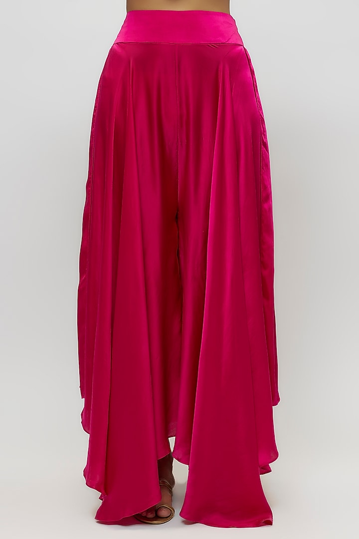 Hot Pink Raw Silk & Organza Hand Embroidered Bridal Anarkali Set by Mrunalini Rao at Pernia's Pop Up Shop