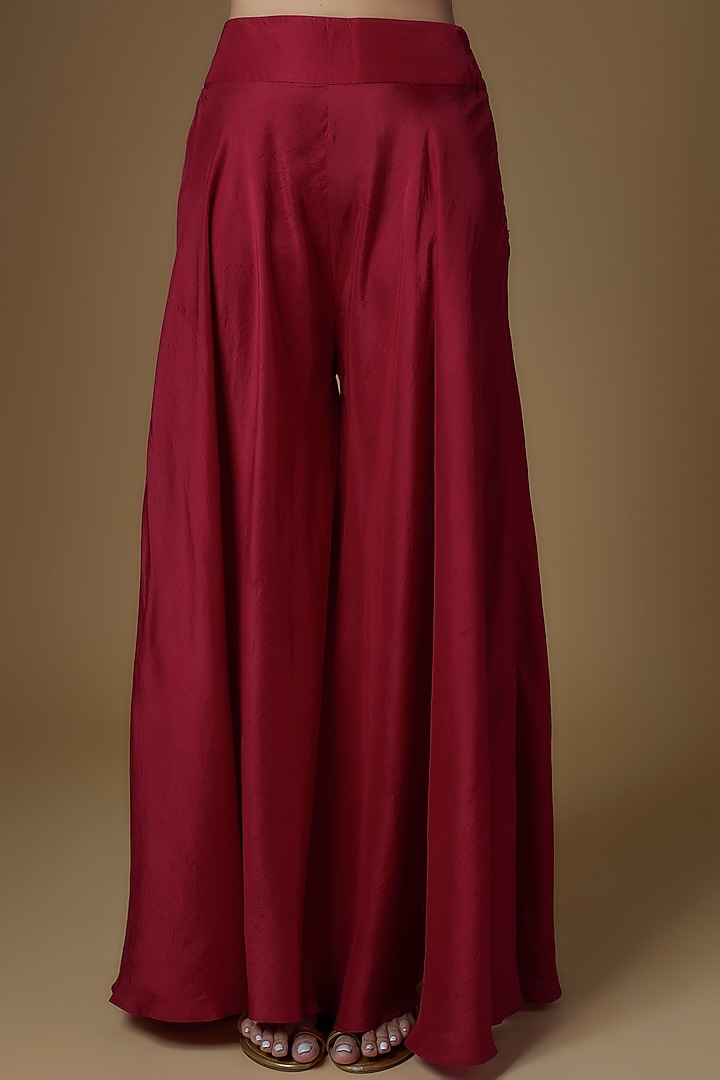 Fuchsia Raw Silk & Organza Embroidered Jacket Set by Mrunalini Rao at Pernia's Pop Up Shop