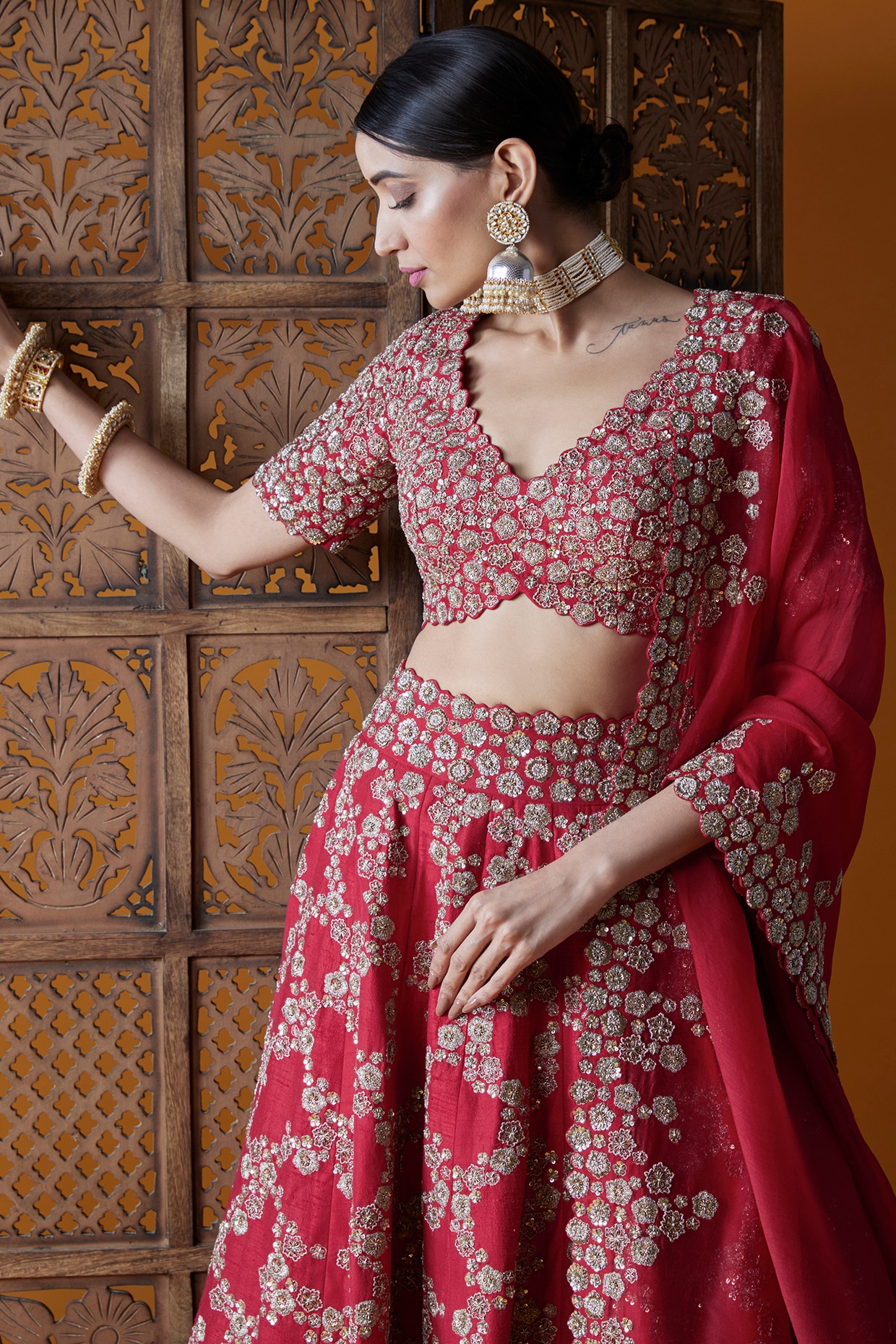 RED COLORED PARTYWEAR DESIGNER EMBROIDERED MALAY SATIN NEW SILK MATERI –  𝐋𝐎𝐎𝐊𝐒 𝐀𝐍𝐃 𝐋𝐈𝐊𝐄𝐒