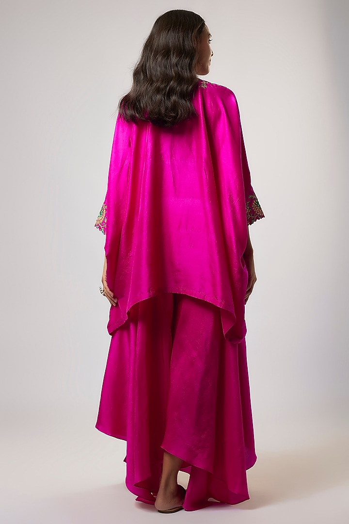 Fuchsia Silk Zardosi Embroidered Kurta Set by Mrunalini Rao at Pernia's Pop Up Shop