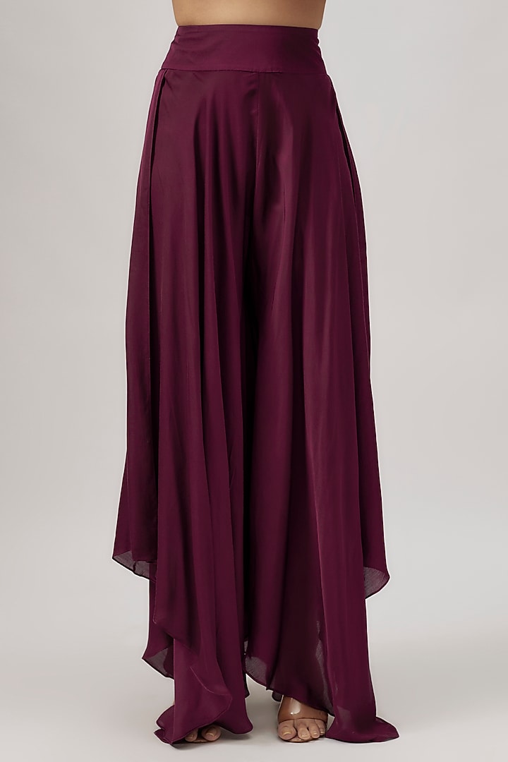 Deep Wine Silk Zardosi Embroidered Kurta Set by Mrunalini Rao at Pernia's Pop Up Shop