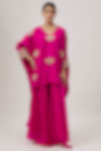 Fuchsia Pink Pure Silk Zardosi Embroidered Kurta Set by Mrunalini Rao at Pernia's Pop Up Shop