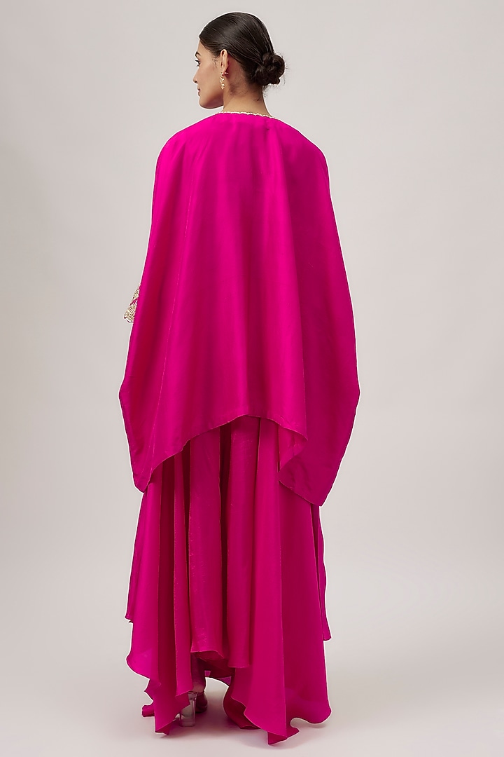 Fuchsia Pink Pure Silk Zardosi Embroidered Kurta Set by Mrunalini Rao at Pernia's Pop Up Shop