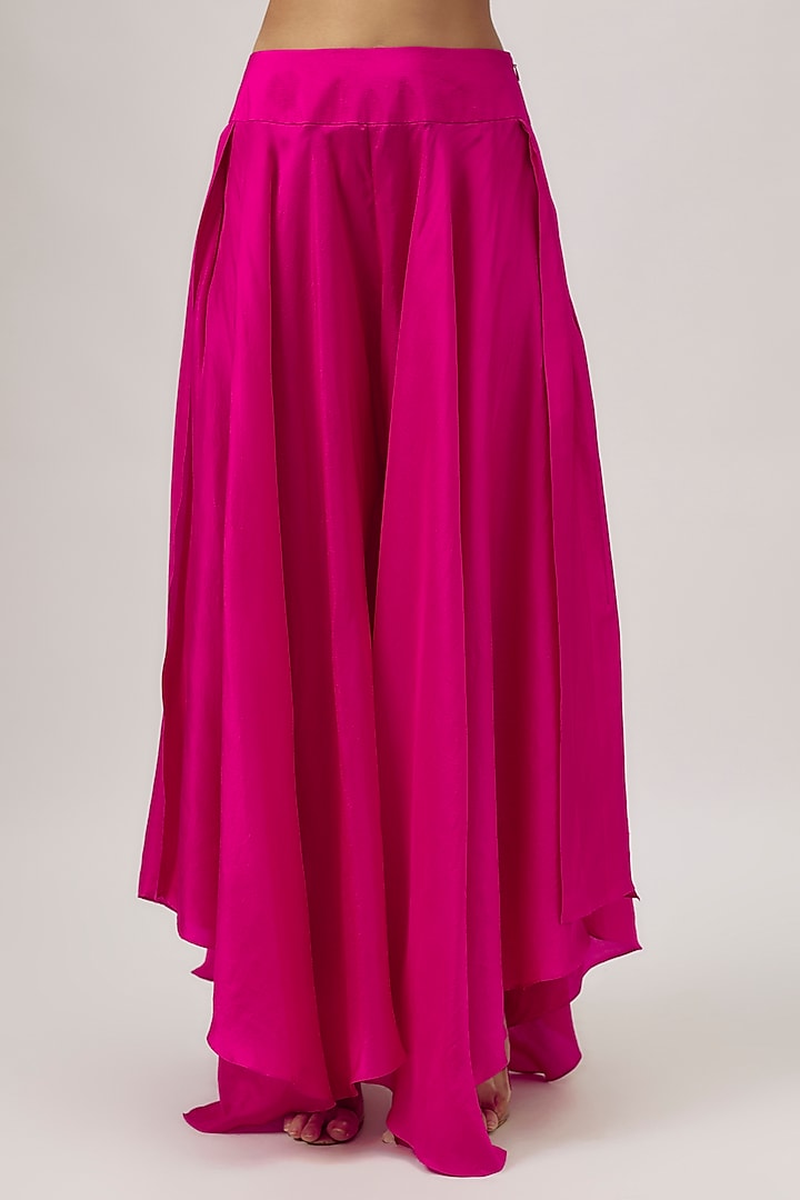 Fuchsia Pink Pure Silk Zardosi Embroidered Kurta Set by Mrunalini Rao at Pernia's Pop Up Shop
