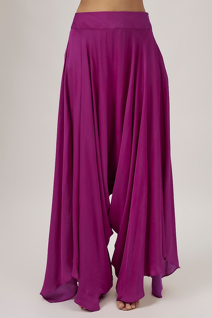 Magenta Raw Silk & Organza Zardosi Embroidered Bridal Anarkali Set by Mrunalini Rao at Pernia's Pop Up Shop