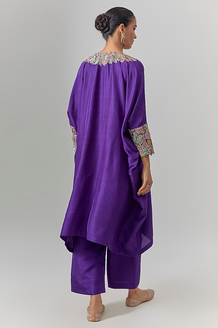 Purple Silk Zardosi Embroidered Kurta Set by Mrunalini Rao at Pernia's Pop Up Shop