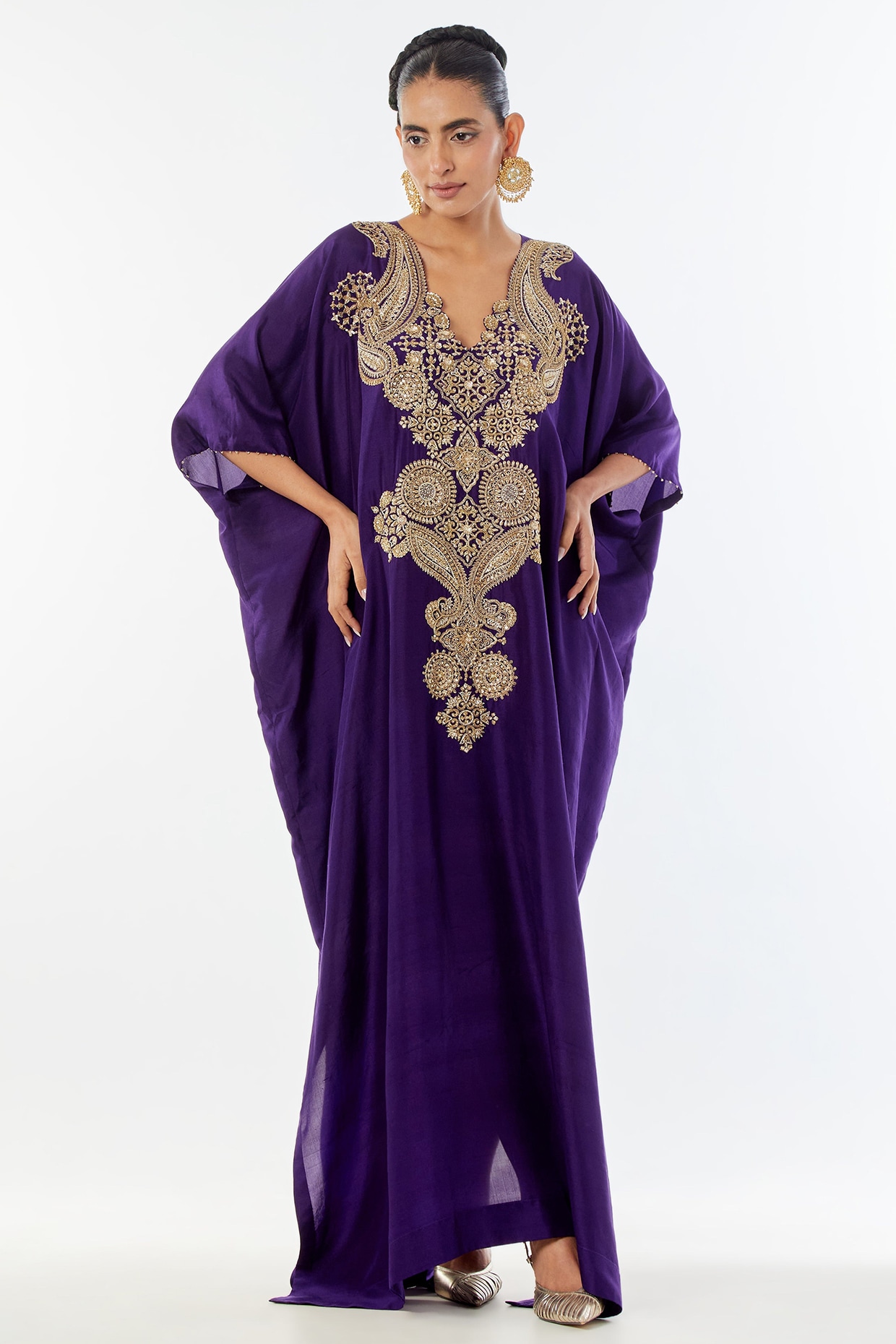 Mrunalini Rao Purple Silk Zardosi Embroidered Kaftan